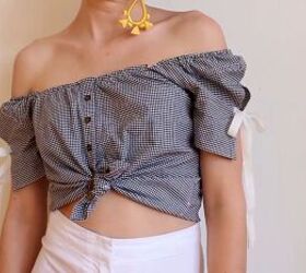 how to sew a cute summer top out of an old gingham shirt, Summer top sewing tutorial