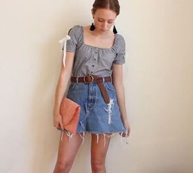 how to sew a cute summer top out of an old gingham shirt, How to sew a summer top