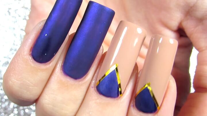 how to create pretty chevron nail designs with nail tape, DIY chevron nail design with nail tape