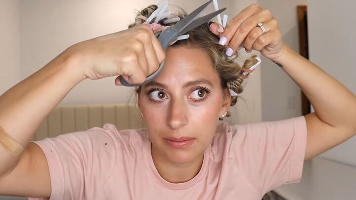 diy heatless straw curls how to curl hair overnight with straws, Cutting off the ends of the straws