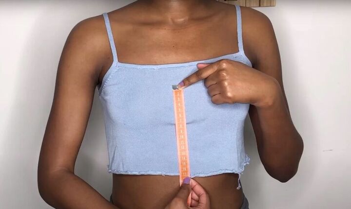 how to make a cute diy matching set out of old denim, Making the front top pattern