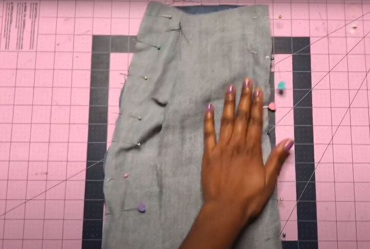how to make a cute diy matching set out of old denim, Sewing the skirt