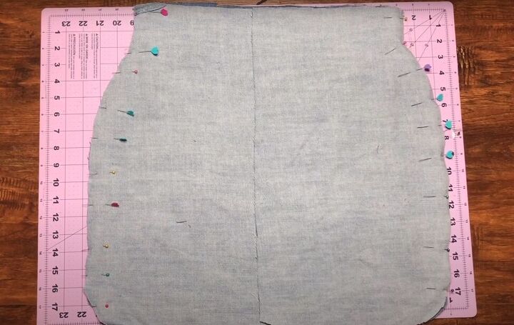 how to make a cute diy matching set out of old denim, Pinning and sewing the back pieces