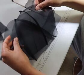 how to make an organza diy bucket hat that s perfect for summer, Sewing the three panel piece to the two panel piece