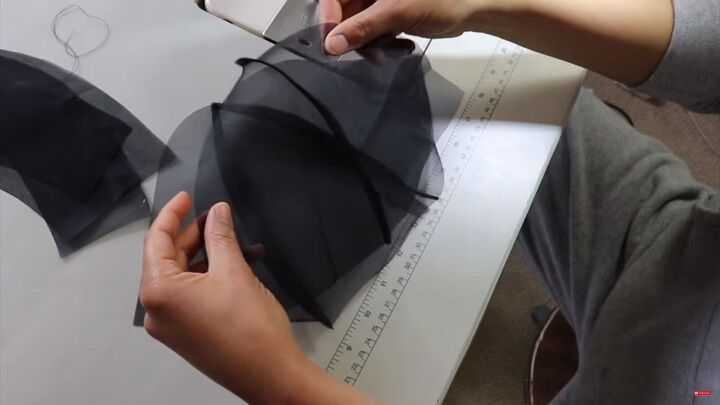 how to make an organza diy bucket hat that s perfect for summer, Sewing the three panel piece to the two panel piece