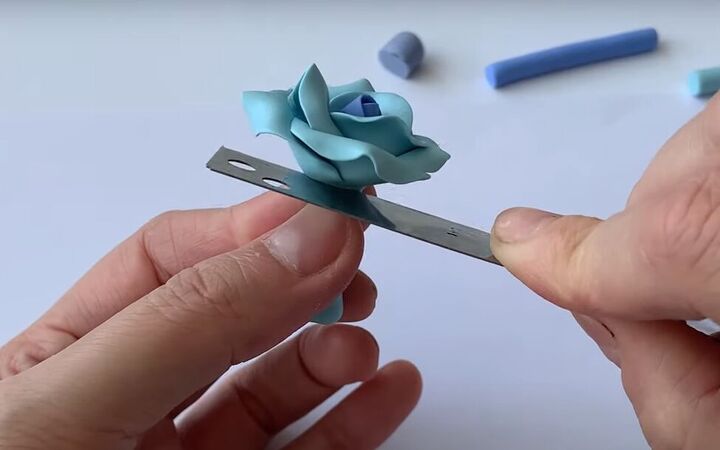 how to make a flower out of polymer clay part 1 wild rose, Cutting away the steam