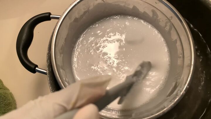 how to make a melt pour turmeric honey soap recipe, Melting the soap base