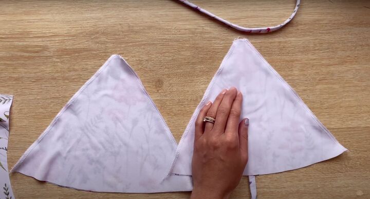 how to make your own bikini by copying one you already have, Sewing the lining to the exterior fabric