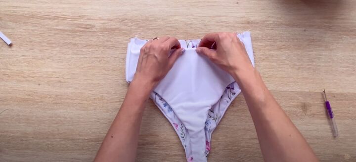 how to make your own bikini by copying one you already have, Folding over the waistband