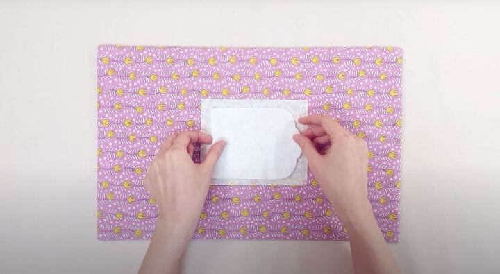 how to make a cute diy cardholder wallet quickly easily, Placing the interfacing on the smaller piece
