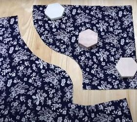 how to sew a beautiful diy butterfly top with flowy tie sleeves, Cutting the fabric along the curved line