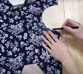 how to sew a beautiful diy butterfly top with flowy tie sleeves, Cutting out the angle