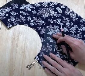 how to sew a beautiful diy butterfly top with flowy tie sleeves, Cutting an angle on the interfacing