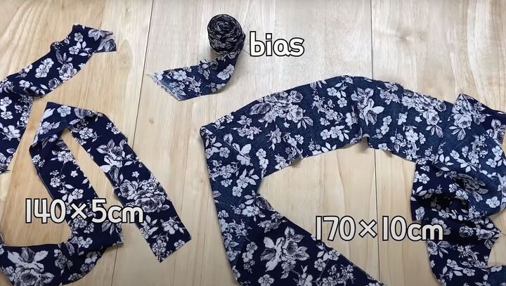 how to sew a beautiful diy butterfly top with flowy tie sleeves, Cutting out the bias tape from fabric
