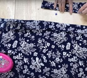 how to sew a beautiful diy butterfly top with flowy tie sleeves, Folding and pinning the ties