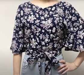 how to sew a beautiful diy butterfly top with flowy tie sleeves, DIY butterfly top