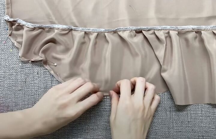 how to make a diy wrap dress with a cute ruffle, Hemming the ruffle