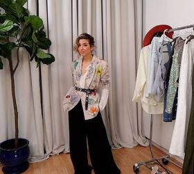 how to create a unique blazer with a diy watercolor fabric technique, Blazer with DIY watercolor flowers