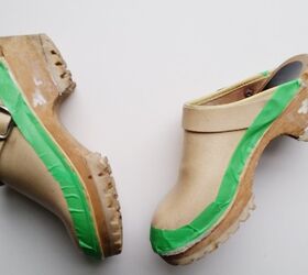 how to fix and paint vintage wooden clogs