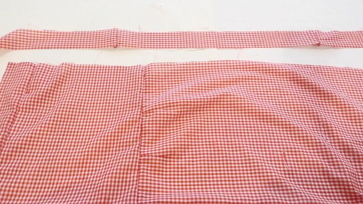 how to make a criss cross crop top that s perfect for summer, Turning the gingham top into a long piece of fabric