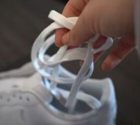 how to make cool diy ombre sneakers using the dip dye method, Removing the shoelaces