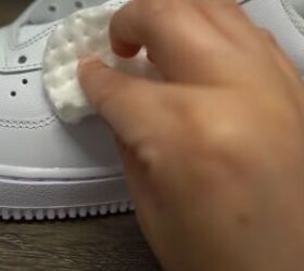 how to make cool diy ombre sneakers using the dip dye method, Rubbing acetone on the shoe