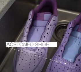 how to make cool diy ombre sneakers using the dip dye method, Dip dye results with acetone