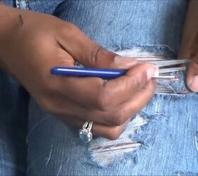 how to cut distress jean shorts ready for the summer, How to distress shorts with a seam ripper