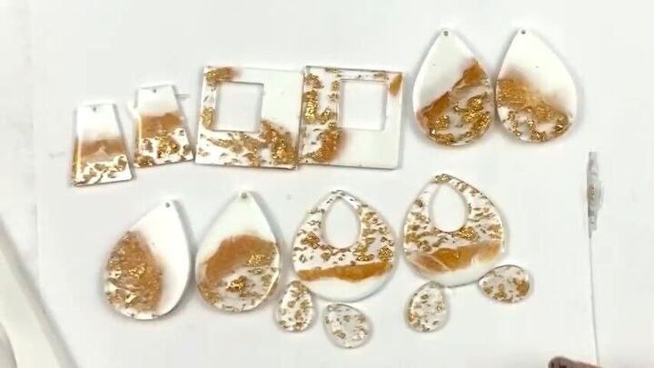 how to make resin earrings with molds cute white gold jewelry, DIY white and gold resin earrings