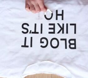 how to sew a t shirt decorate it with text design ideas, Removing the letter backing