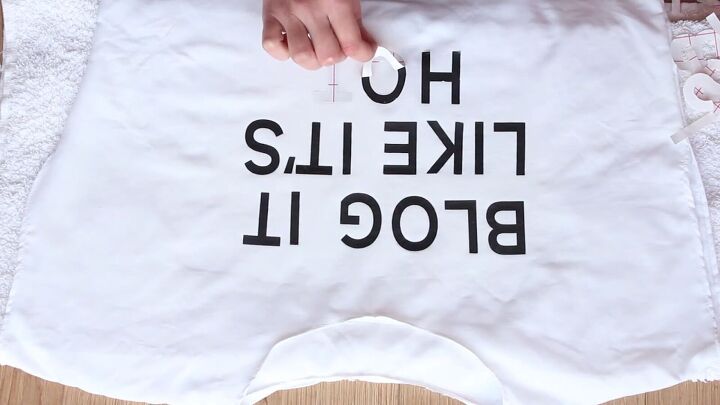how to sew a t shirt decorate it with text design ideas, Removing the letter backing