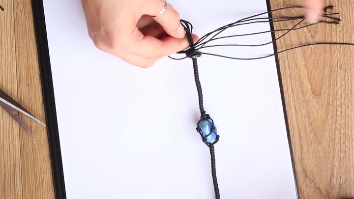 how to make a stone bracelet using macrame fish tank stones, Adding a button to the end