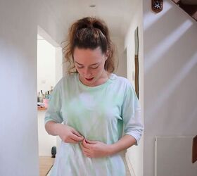 how to make a wrap top out of a t shirt in 5 simple steps, Measuring where to cut the t shirt