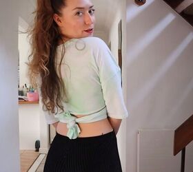 how to make a wrap top out of a t shirt in 5 simple steps, DIY wrap top from the back