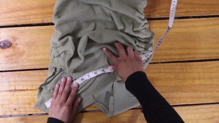 how to make a diy drawstring top that hits all this season s trends, Measuring the collar