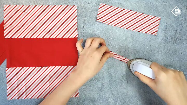 how to make a cute diy box bag that looks like a mini caramel, Pressing the strip in half again