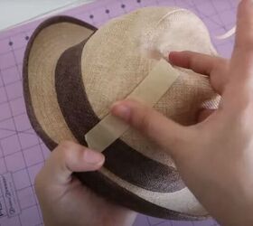 how to copy a hat pattern from an existing hat using masking tape, Taping the center back seam