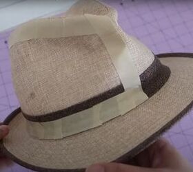 how to copy a hat pattern from an existing hat using masking tape, Taping along the bottom and top edges