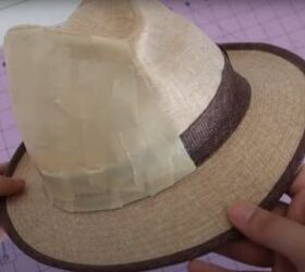 how to copy a hat pattern from an existing hat using masking tape, Filling the crown