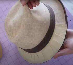 how to copy a hat pattern from an existing hat using masking tape, Taping the brim of the hat