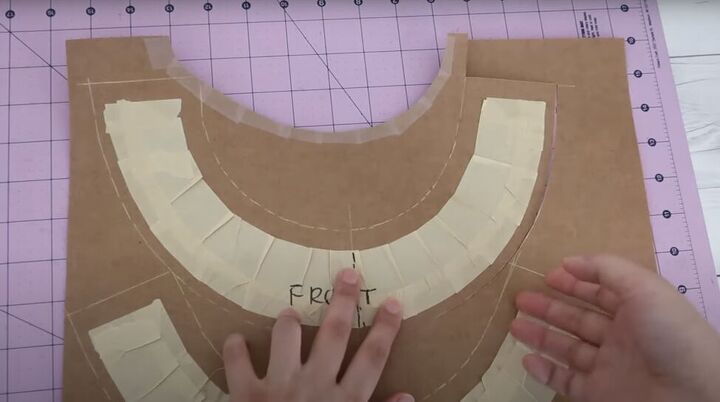how to copy a hat pattern from an existing hat using masking tape, Making the DIY hat pattern