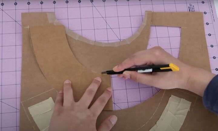 how to copy a hat pattern from an existing hat using masking tape, Cutting out the pattern pieces