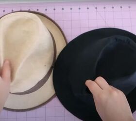 how to copy a hat pattern from an existing hat using masking tape, Pushing and pinching the top