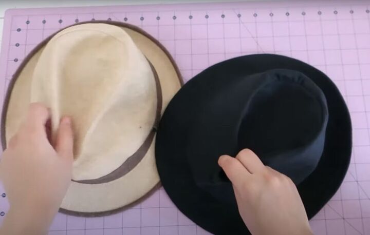 how to copy a hat pattern from an existing hat using masking tape, Pushing and pinching the top