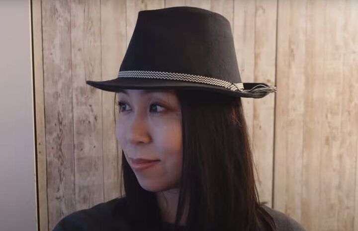 how to copy a hat pattern from an existing hat using masking tape, DIY fedora hat