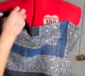 how to sew a scarf into a top that s perfect for the summer, Checking the sizing by draping on a dress form