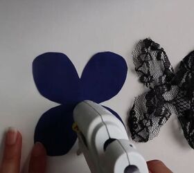 how to make quick easy diy flower hair clips out of fabric, Hot gluing the pieces together