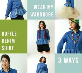 wear my wardrobe ruffle denim shirt 3 ways