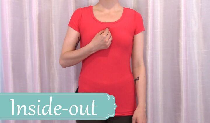 how to cut t shirts into tank tops halter tops in a few easy steps, Marking the t shirt neckline