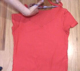 how to cut t shirts into tank tops halter tops in a few easy steps, Cutting off the collar